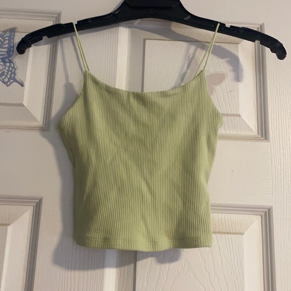 Garage Tops - Garage Green Ribbed Cropped Tank Top in Women’s